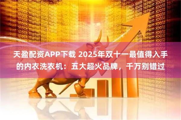 天盈配资APP下载 2025年双十一最值得入手的内衣洗衣机：五大超火品牌，千万别错过